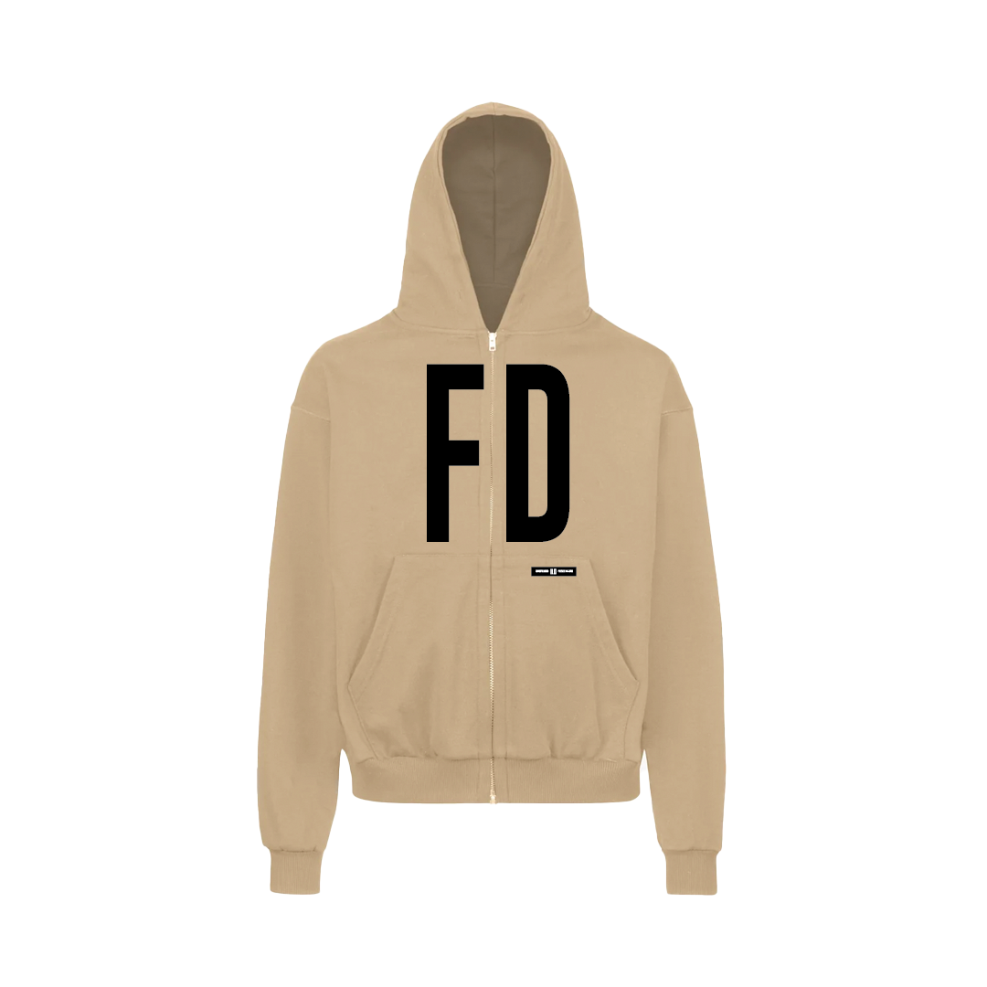 COFFEE DOUBLE ZIP LUXURY HOODIE